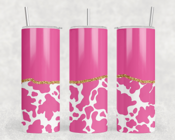Pink Cow Print|Skinny Tumbler|Optional Bluetooth Speaker| Speaker Color Varies (Color: 288817642)
