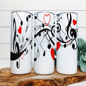 Music Notes|Skinny Tumbler|Optional Bluetooth Speaker| Speaker Color Varies (Color: 291216901)