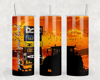 Support Your Local Farmer Tractor|Skinny Tumbler|Optional Bluetooth Speaker| Speaker Color Varies (Color: 296422554)