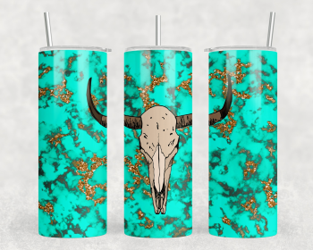 Turquoise Bull Skull|Skinny Tumbler|Optional Bluetooth Speaker| Speaker Color Varies (Color: 299119749)