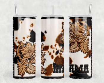 faux cowhide Mama|Skinny Tumbler|Optional Bluetooth Speaker| Speaker Color Varies (Color: 300321252)