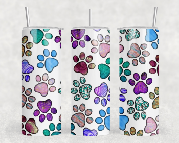 Paw Prints |Skinny Tumbler|Optional Bluetooth Speaker| Speaker Color Varies (Color: 304017475)