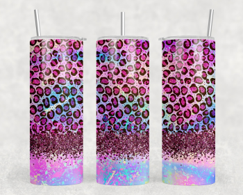 Rainbow Leopard Print|Skinny Tumbler|Optional Bluetooth Speaker| Speaker Color Varies (Color: 304717947)