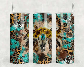 Western Bull Skull|Skinny Tumbler|Optional Bluetooth Speaker| Speaker Color Varies (Color: 309120108)