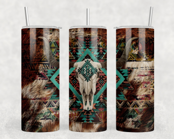 Western Aztec Bull Skull|Skinny Tumbler|Optional Bluetooth Speaker| Speaker Color Varies (Color: 309320030)
