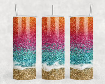 Beach faux glitter|Skinny Tumbler|Optional Bluetooth Speaker| Speaker Color Varies (Color: 312120647)
