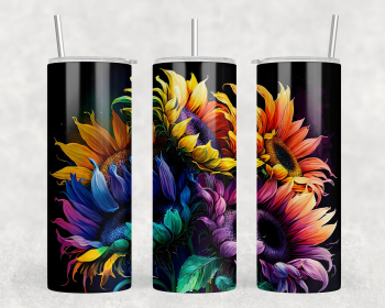Rainbow Sunflower |Skinny Tumbler|Optional Bluetooth Speaker| Speaker Color Varies (Color: 312418002)