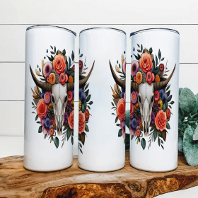 Bull Skull|Skinny Tumbler|Optional Bluetooth Speaker| Speaker Color Varies (Color: 313920731)