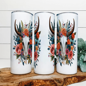 Bull Skull|Skinny Tumbler|Optional Bluetooth Speaker| Speaker Color Varies (Color: 314112050)
