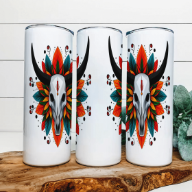 Bull Skull|Skinny Tumbler|Optional Bluetooth Speaker| Speaker Color Varies (Color: 314212049)
