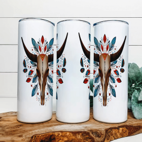 Bull Skull|Skinny Tumbler|Optional Bluetooth Speaker| Speaker Color Varies (Color: 314612047)