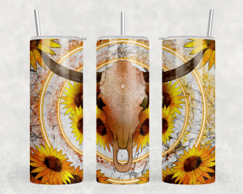 Sunflower Bull Skull|Skinny Tumbler|Optional Bluetooth Speaker| Speaker Color Varies (Color: 317118920)