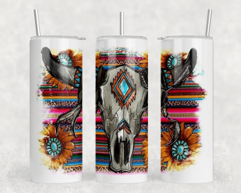 Serape bull Skull|Skinny Tumbler|Optional Bluetooth Speaker| Speaker Color Varies (Color: 318122318)