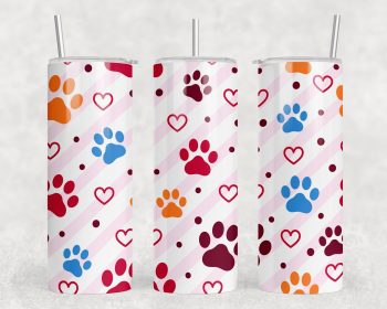 Paw Prints |Skinny Tumbler|Optional Bluetooth Speaker| Speaker Color Varies (Color: 321217473)