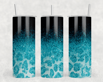 Blue Leopard Print|Skinny Tumbler|Optional Bluetooth Speaker| Speaker Color Varies (Color: 322220698)