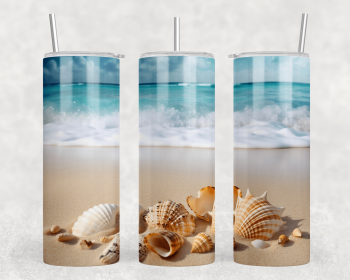 Beach faux glitter|Skinny Tumbler|Optional Bluetooth Speaker| Speaker Color Varies (Color: 323811706)