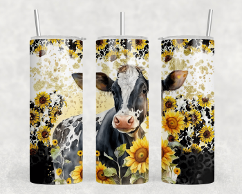 Sunflower Cow|Skinny Tumbler|Optional Bluetooth Speaker| Speaker Color Varies (Color: 326722479)