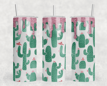 Cactus faux glitter Drip|Skinny Tumbler|Optional Bluetooth Speaker| Speaker Color Varies (Color: 331820763)