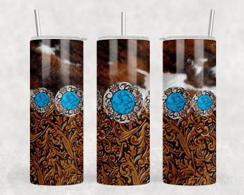 faux cowhide faux leather|Skinny Tumbler|Optional Bluetooth Speaker| Speaker Color Varies (Color: 337314056)