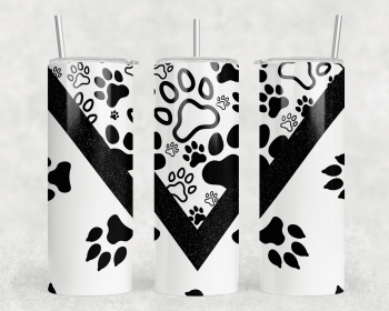 Paw Prints|Skinny Tumbler|Optional Bluetooth Speaker| Speaker Color Varies (Color: 337417505)