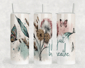Dandelion Just Breathe|Skinny Tumbler|Optional Bluetooth Speaker| Speaker Color Varies (Color: 340113371)