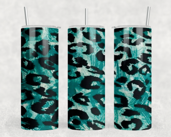 Blue Leopard Print|Skinny Tumbler|Optional Bluetooth Speaker| Speaker Color Varies (Color: 341111910)