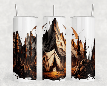 Camping|Skinny Tumbler|Optional Bluetooth Speaker| Speaker Color Varies (Color: 341820859)