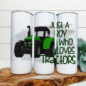 Just A Boy Who Loves Tractors|Skinny Tumbler|Optional Bluetooth Speaker| Speaker Color Varies (Color: 345521716)