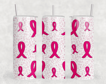 Pink Ribbons|Skinny Tumbler|Optional Bluetooth Speaker| Speaker Color Varies (Color: 349417746)