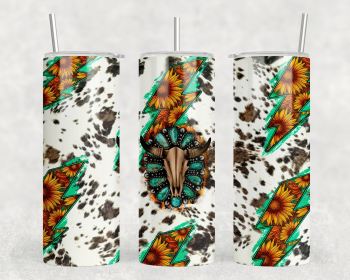 faux cowhide Bull Skull|Skinny Tumbler|Optional Bluetooth Speaker| Speaker Color Varies (Color: 351813928)