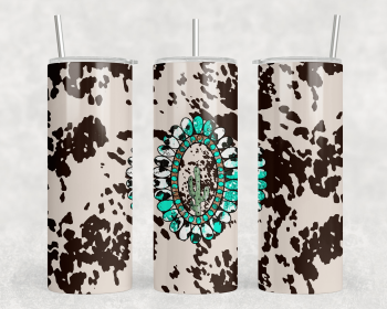 faux cowhide Cactus heart|Skinny Tumbler|Optional Bluetooth Speaker| Speaker Color Varies (Color: 352821209)