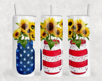 Mason Jar Sunflowers|Skinny Tumbler|Optional Bluetooth Speaker| Speaker Color Varies (Color: 354121918)