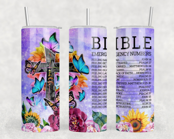 Bible Emergency Numbers|Skinny Tumbler|Optional Bluetooth Speaker| Speaker Color Varies (Color: 355111802)