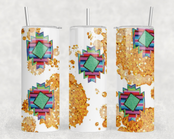Aztec faux glitter|Skinny Tumbler|Optional Bluetooth Speaker| Speaker Color Varies (Color: 356620564)