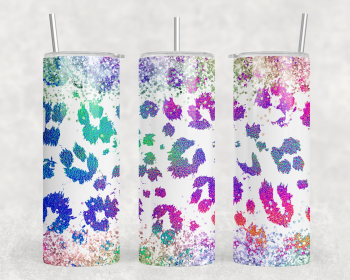 Rainbow Leopard Print|Skinny Tumbler|Optional Bluetooth Speaker| Speaker Color Varies (Color: 357422242)