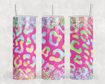 Pink Leopard print|Skinny Tumbler|Optional Bluetooth Speaker| Speaker Color Varies (Color: 357717705)