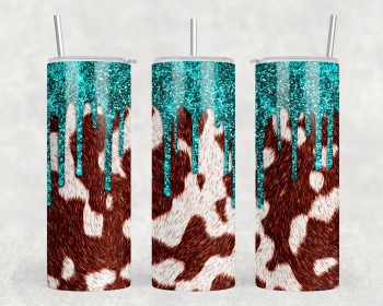 faux cowhide faux glitter Drip|Skinny Tumbler|Optional Bluetooth Speaker| Speaker Color Varies (Color: 361721219)
