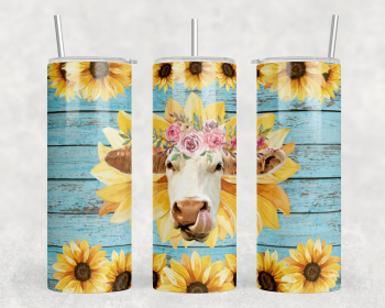 Sunflower Cow|Skinny Tumbler|Optional Bluetooth Speaker| Speaker Color Varies (Color: 364318961)