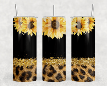 Sunflower Leopard Print|Skinny Tumbler|Optional Bluetooth Speaker| Speaker Color Varies (Color: 364919056)