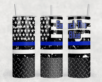 Back The Blue|Skinny Tumbler|Optional Bluetooth Speaker| Speaker Color Varies (Color: 367111504)