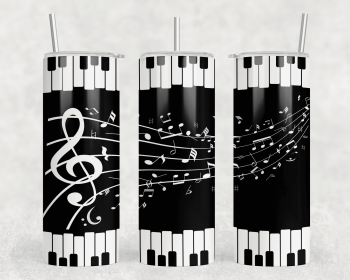 Music Notes|Skinny Tumbler|Optional Bluetooth Speaker| Speaker Color Varies (Color: 368316900)