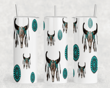 Bull Skulls|Skinny Tumbler|Optional Bluetooth Speaker| Speaker Color Varies (Color: 368620738)
