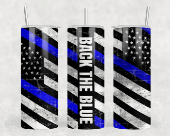 Back The Blue|Skinny Tumbler|Optional Bluetooth Speaker| Speaker Color Varies (Color: 369420587)