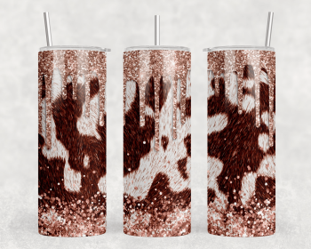faux cowhide faux glitter Drip|Skinny Tumbler|Optional Bluetooth Speaker| Speaker Color Varies (Color: 370913972)