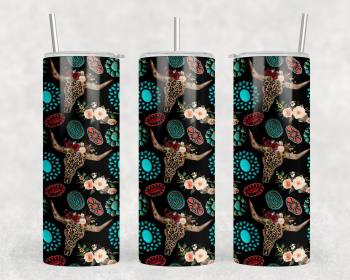Bull Skulls|Skinny Tumbler|Optional Bluetooth Speaker| Speaker Color Varies (Color: 371112069)