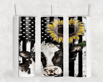 Sunflower Cow|Skinny Tumbler|Optional Bluetooth Speaker| Speaker Color Varies (Color: 379822476)