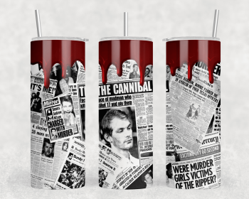 True Crime Newspaper|Skinny Tumbler|Optional Bluetooth Speaker| Speaker Color Varies (Color: 382722673)